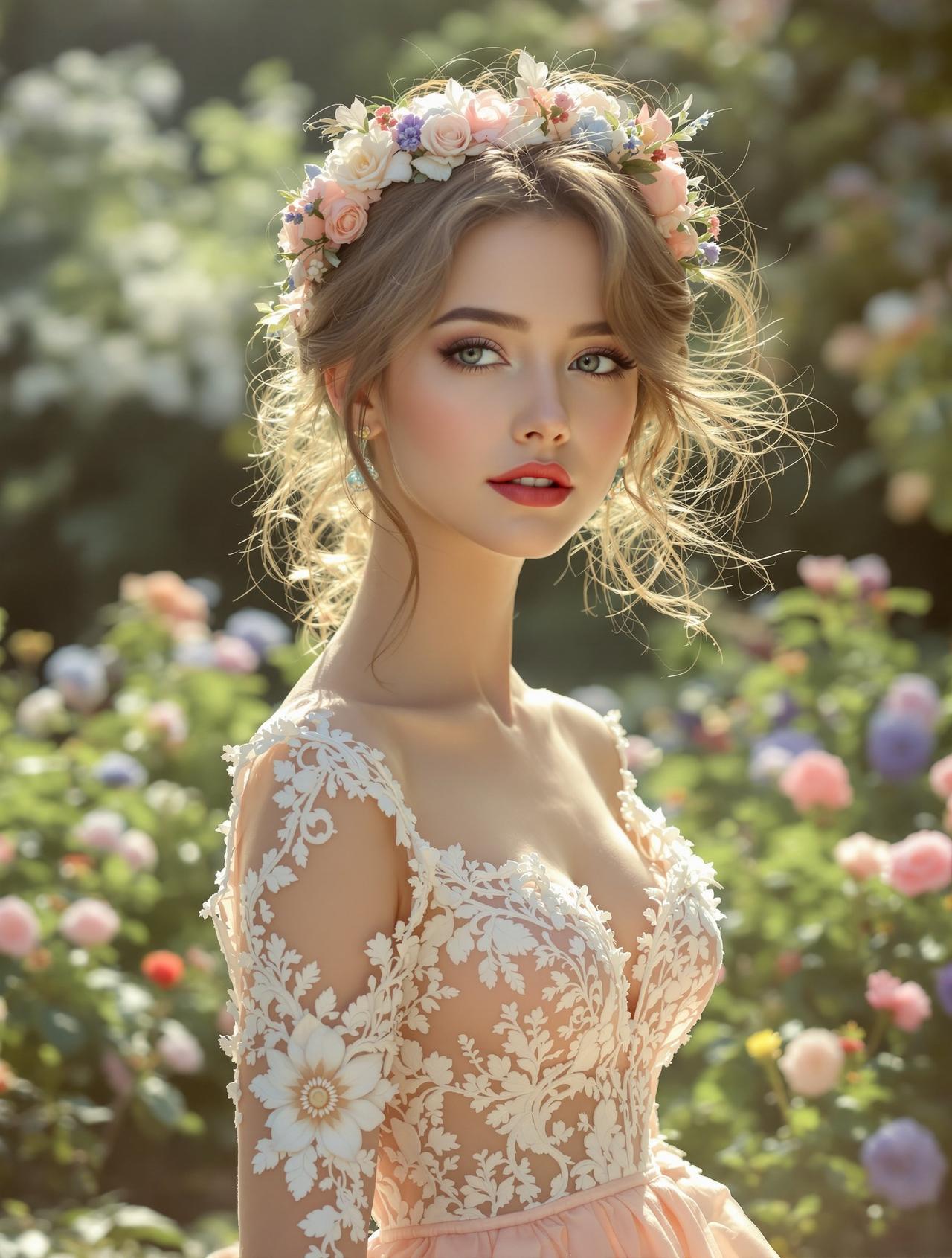 晨曦光影下的少女